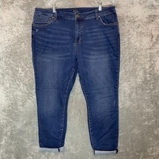 Kut from the Kloth Catherine Boyfriend Jean 16W Relaxed Cuffed Dark Wash Stretch
