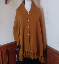 Vintage 1970s/80s Handwoven Textiles Campuano Brown Boho/Poetcore Poncho
