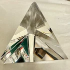 Vintage Hand Signed Steuben Pyramid Glass paperweight