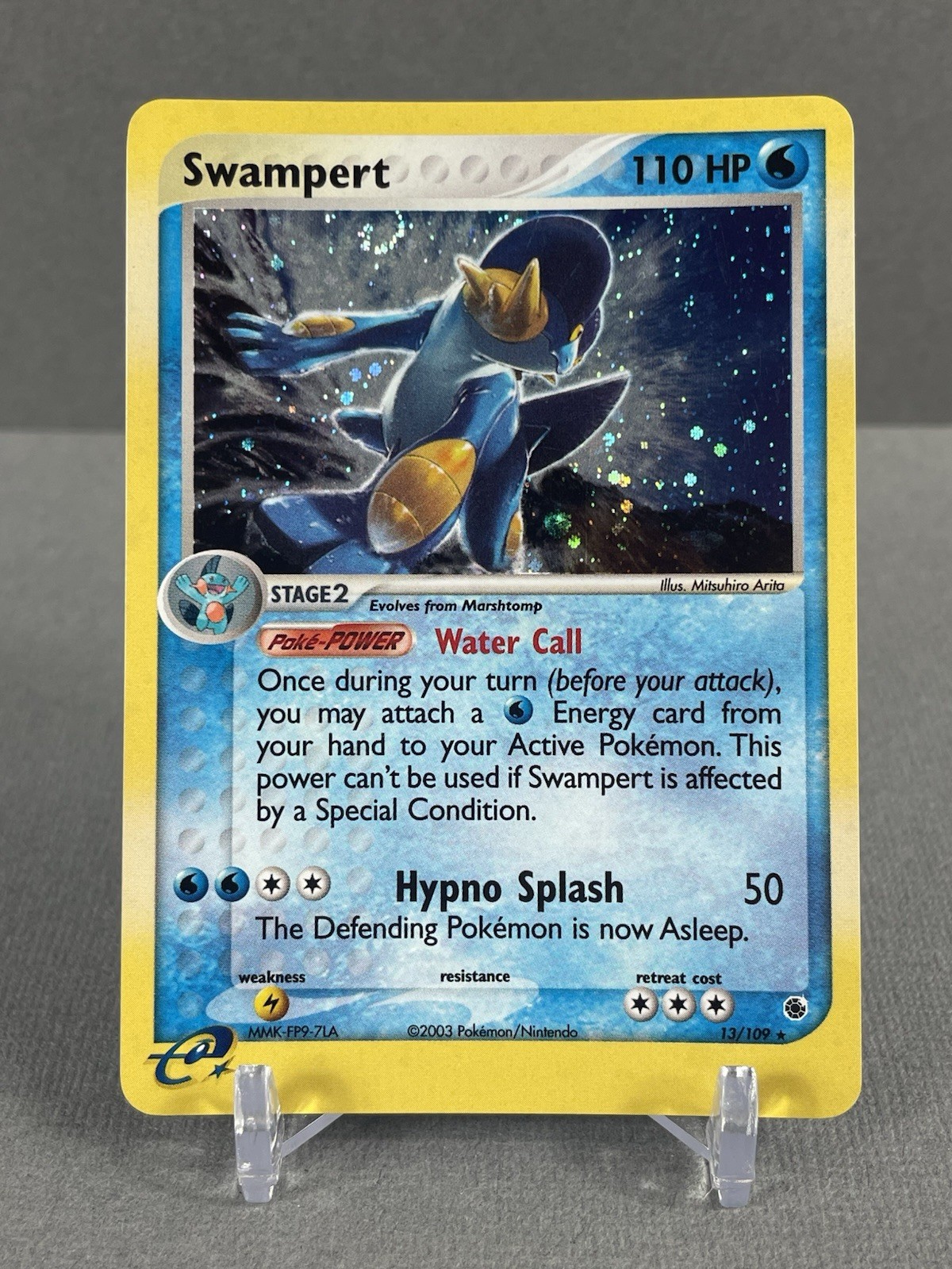 Pokemon SWAMPERT Card EX RUBY AND SAPPHIRE Set #13/109 Holo Foil Rare SWIRL