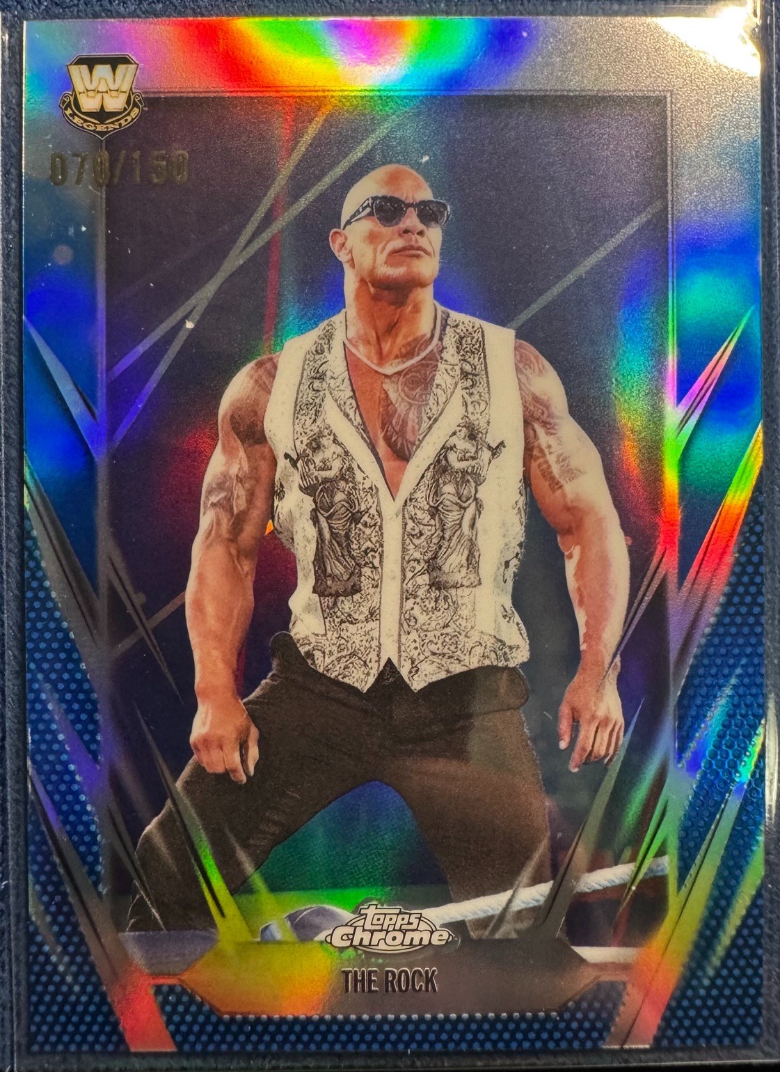 2026 Topps Chrome WWE The Rock #1 Blue Refractor /150