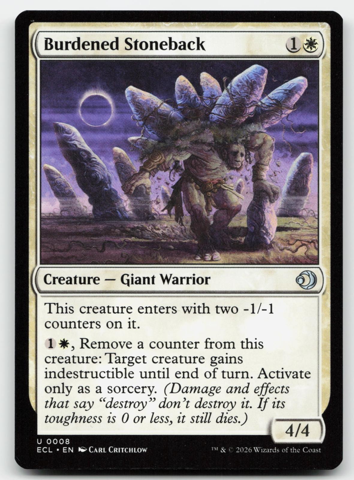 Burdened Stoneback 8 Uncommon Lorwyn Eclipsed Magic: The Gathering Near Mint