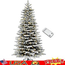 Prelit Christmas Tree LED Lights 11 Modes Timer Remote Flocked Branches New