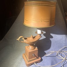 Vintage Genie Table Lamp Cast Metal With Brass & Metal Shade