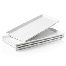 Kanwone White Serving Platters, Porcelain Serving Trays for Parties, Large Recta