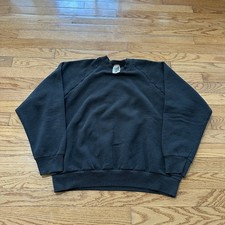 Vintage Fruit of the Loom Faded Sweatshirt Mens L Black Blank USA Pullover 90s