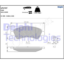DELPHI Disc Brake Pad Set For CITROEN PEUGEOT DS OPEL VAUXHALL Berlingo 4253.3