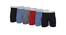 George Men's 6 Pack Boxer Briefs Various Sizes NEW Solids Regular Leg Cotton
