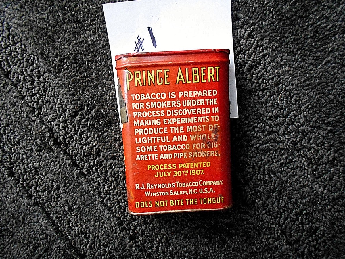 how to date a prince albert tobacco tin ANTIQUE PRINCE ALBERT POCKET TOBACCO TIN~PROCESS PATENTED JULY 30 1907~#1