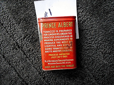 prince edward tobacco ANTIQUE PRINCE ALBERT POCKET TOBACCO TIN~PROCESS PATENTED JULY 30 1907~#1