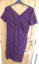 GEORGE PURPLE LACE off SHOULDER DRESS - 14 LINED WEDDING OCCASION