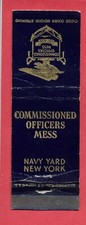 Mess des officiers commissionnés - Navy Yard New York - Couverture du livre d'allumettes - Vintage WWII
