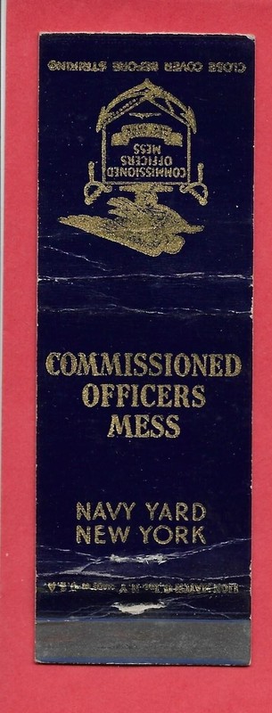 Commissioned Officers Mess - Navy Yard New York - Matchbook Cover - Vintage WWII