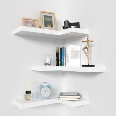 CORNER FLOATING SHELVES White Set of 3 17