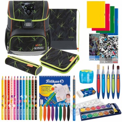 Herlitz Schulranzen Set Loop Plus Wild Life 14-teilig Jungen Panther Edition
