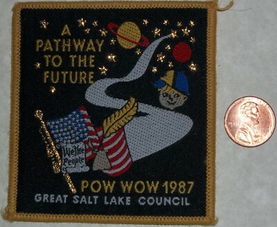 GREAT SALT LAKE OA 520 535 508 BSA UT PARKS 1987 POW WOW FUTURE POCKET PATCH 3''