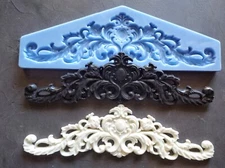 Silicone mold for furniture ornate pediment 30 cm long | Furniture carvings