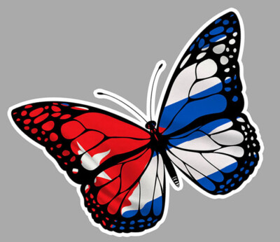 CUBAN CUBAN FLAG BUTTERFLY 12cm STICKER STICKER PAP013