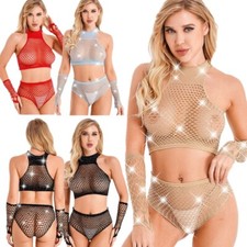 Durchsichtiges Dessous-Set Für Damen Ausgeschnittenes Netz-Crop-Top Mit ▽