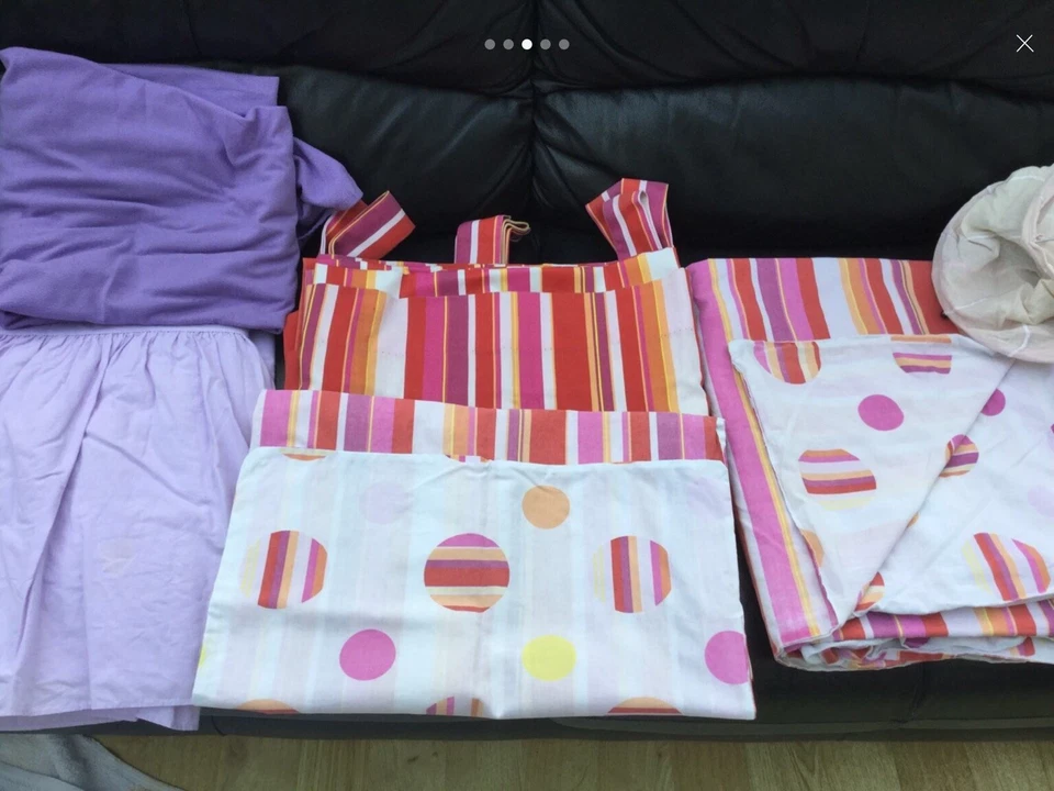 JUEGO DE CAMA DE DORMITORIO ROSA M&S NIÑAS PAQUETE CORTINAS A JUEGO EDREDÓN CENEFA SOMBRA* Foto 3 de 4