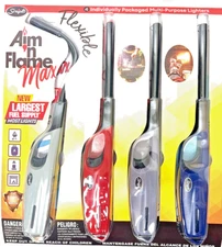 SCRIPTO Multi-Purpose Lighter BBQ, Camping, Grill Fireplace Random Color 4-Count