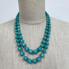 Turquoise Blue Beaded Women's Fashion Necklace 2 Strands
