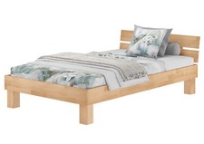Einzelbett Buchebett massiv natur 120x200 Futonbett Jugendbett Zubehör wählbar 