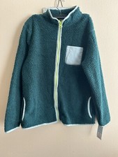 Girls NWT XL CAT  JACK GREEN FAUX FUR COAT JACKET ZIP UP B73