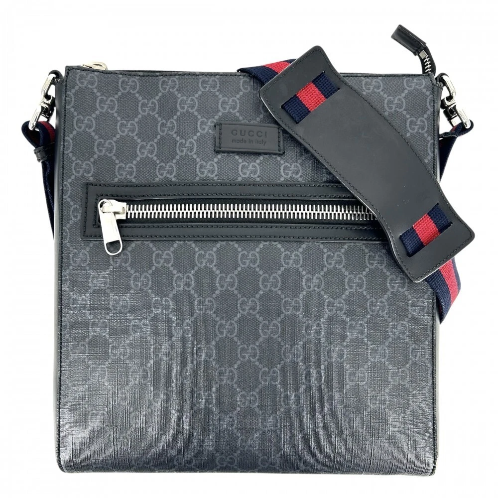 Sac bandoulière Gucci GG Supreme Messenger 474137 noir toile cuir