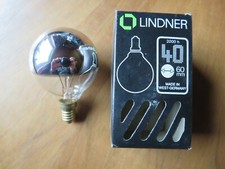 RARE LINDNER MINI-GLOBE G60 KUPPENVERSPIEGELT SILBER KOPFSPIEGEL E14 40W DIMMBAR