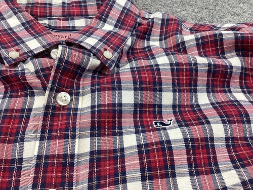 Vineyard Vines Shirt Boys X-Large Red Plaid Button Down Whale - Picture 5 of 12