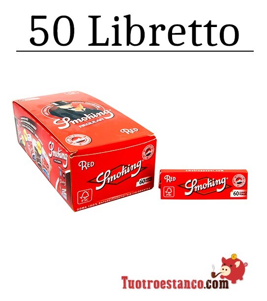 Carta SMOKING rosso , rojo , red n.8 70 mm - 50 libretti