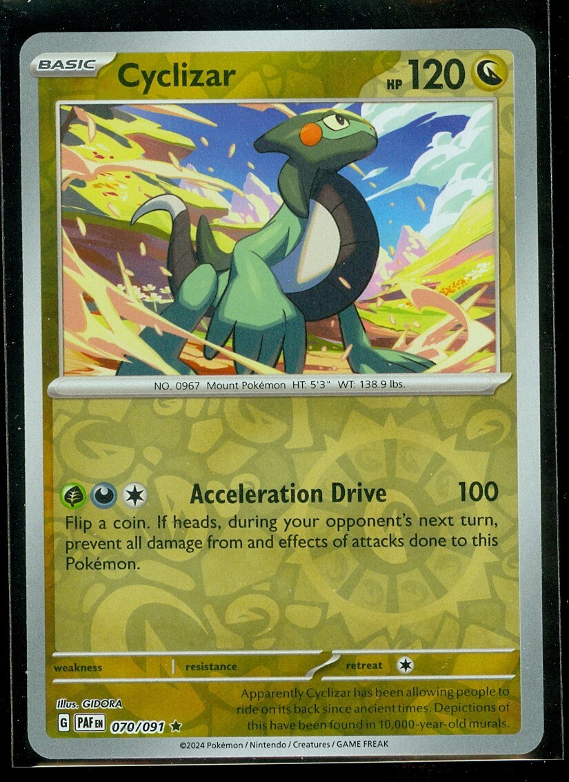 Pokemon CYCLIZAR 070/091 - Paldean Fates RARE Rev Holo - MINT