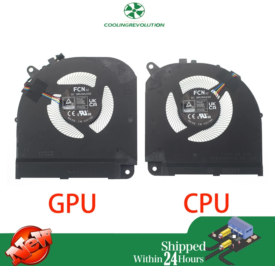 Laptop CPU GPU Cooling Fan for Gigabyte Aorus 15 BSF 9MF X5LF RTX 4070 - Image 2 of 3