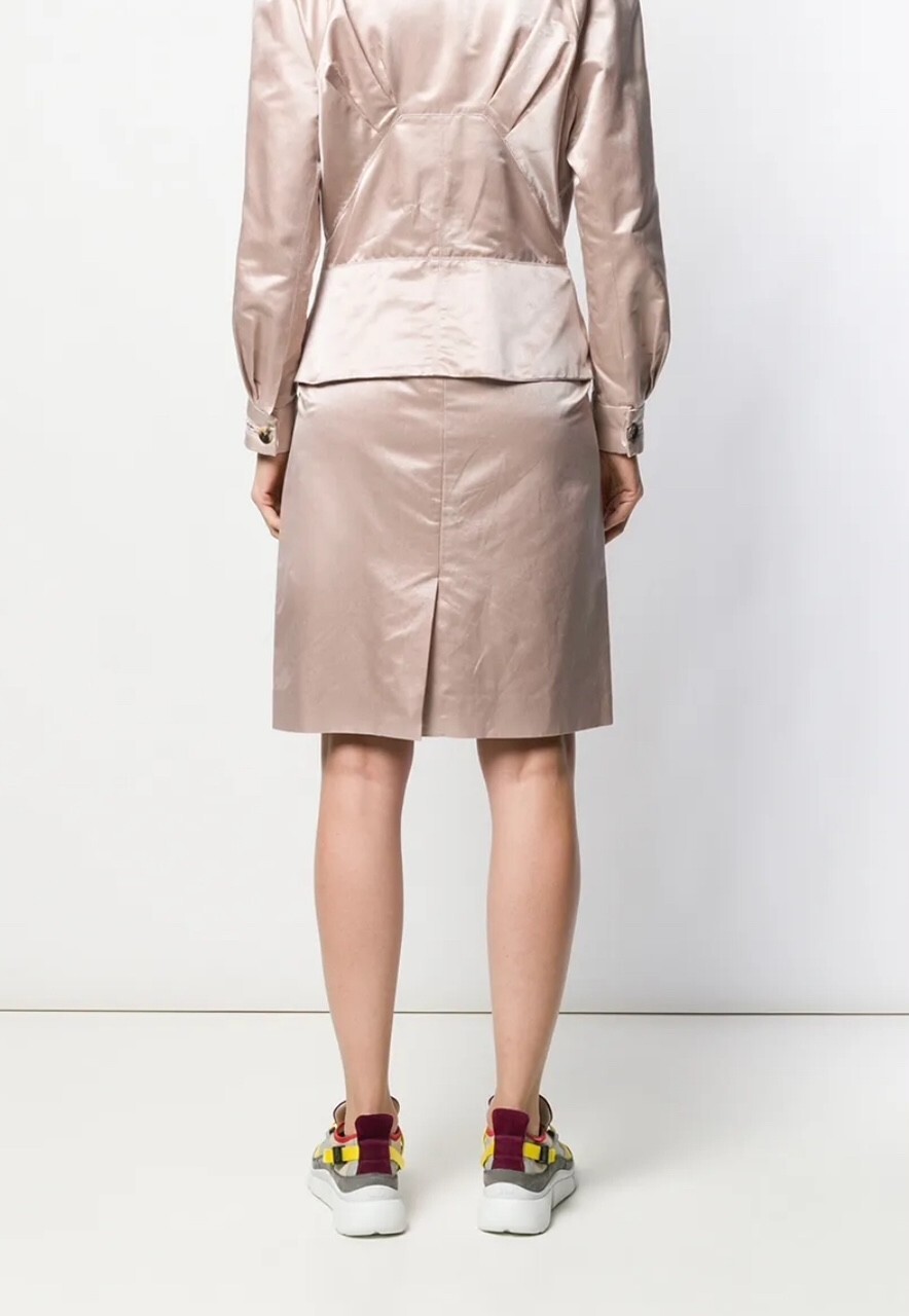 Gonna a matita Yves Saint Laurent YSL Poudre rosa blush cotone seta raso 40F 8US