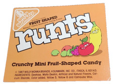 Willy Wonka's Runts Fruit Candy  Vending Machine Display Card 1987