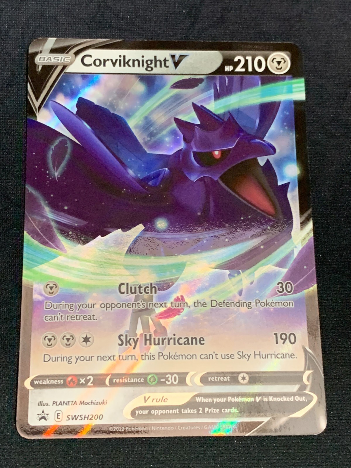C217 POKEMON TCG CORVIKNIGHT V SWSH200 NM CARD HOLO BLACK STAR PROMO