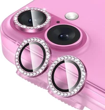 Pink For iPhone 16/16 Pro/16Pro Max/16Plus   Camera Protector Bling Diamond Lens