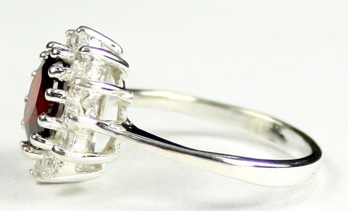 Garnet CZ, 925 Sterling Silver Ladies Ring, SR235-Handmade - Picture 3 of 5