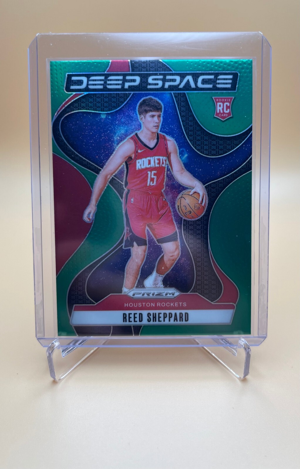 2024-25 Panini Prizm Reed Sheppard RC Green Deep Space Prizm #6 Rockets