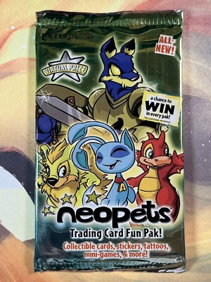 1x Neopets Enterplay Fun Pack Booster Pack 2008 Sealed New Green Art