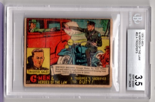 1936 Gum Inc. G-Men & Heroes of the Law #22 clasificación BGS 3,5 en muy buen estado+ policía de motocicleta - Imagen 2 de 3