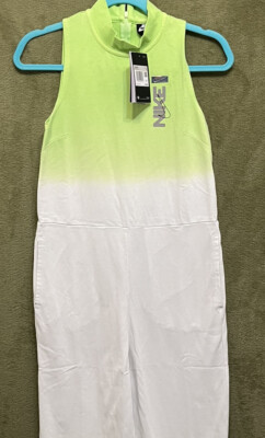 Nike Women's Jersey Jumpsuit Lime Green White Comfort Pockets DM7964-121 SZ XS for sale online | eBay
