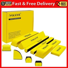 7Pcs Hand Sanding Block Set, Rectangle Handheld Sanding Pad, Hook and Lo op Inte