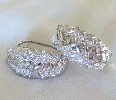 14k Weißgold geflochtene Cluster Diamant Ohrringe - 9,10 gms, 0,85 in, 1,26 ctw