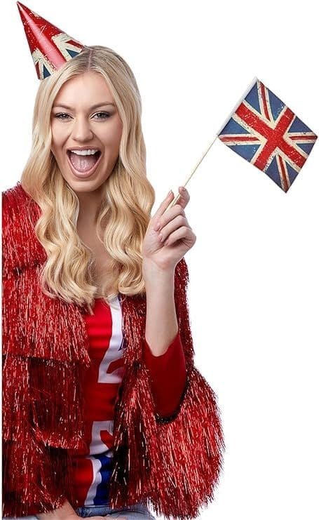 Union Jack Vintage Style Handheld Flags x10