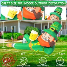Wabolay 6FT St Patricks Day Inflatable Leprechaun Beer Blow Up LED Yard Decor