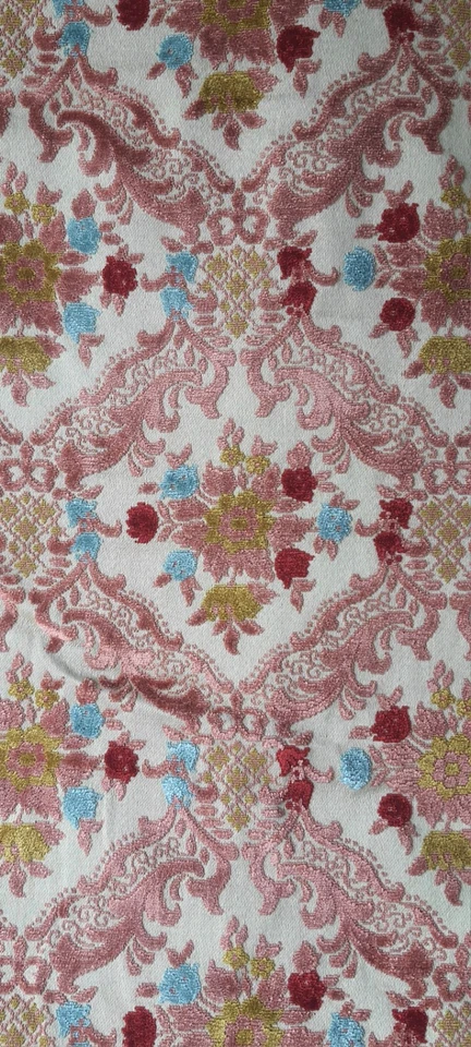 Tissu JACQUARD d'Ameublement 1,40×1,32 Mètre Motif Baroque Fleuri en Relief ROSE - Photo 4/4