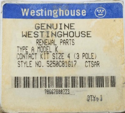 WESTINGHOUSE CUTLER HAMMER 5250C81G17 Size 4 3 Pole Model K Contact Kit
