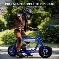 minibike 49CC Two - stroke, with a range of 25 miles blue